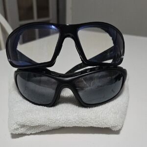 2 WindRiders Motorcycle, Foam Interior SunGlasses - Clear And Gray Lenses